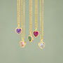 Gold Plated Heart Birthstone Pendant Necklace, thumbnail 8 of 12