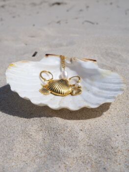Ariel 18k Gold Pl Waterproof Pearl Necklace + Earrings, 9 of 12