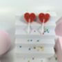 Heart Lollipop Earrings Acrylic Sterling Silver Hoops, thumbnail 6 of 10