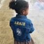 Kids Personalised Denim Jacket Special Sparkly Unicorn, thumbnail 1 of 9