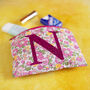Pink Floral Liberty Fabric Make Up Pouch With Monogram, thumbnail 2 of 3