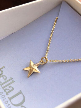 Teeny Solid Gold Star Necklace, 4 of 6