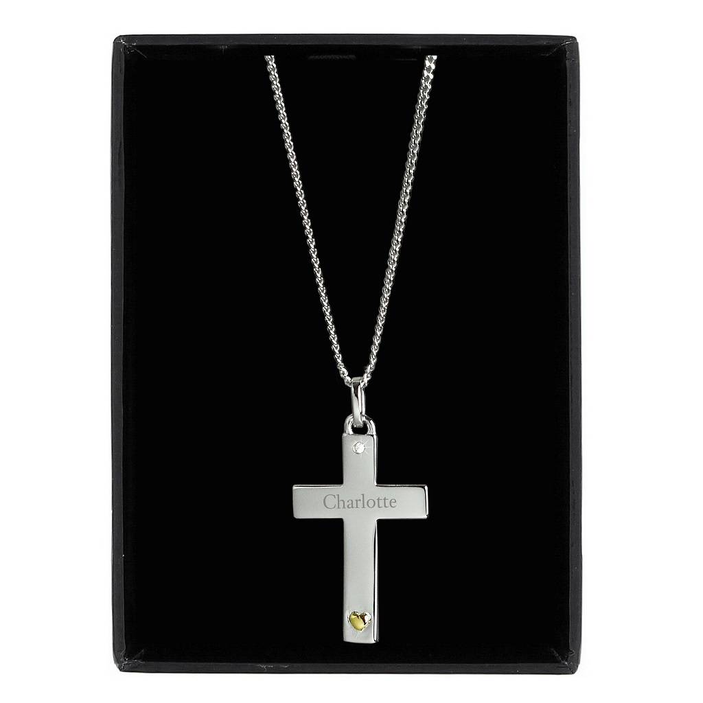 Personalised Silver Cross Name Necklace By Chips & Sprinkles