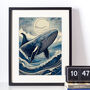 Linocut Style Whale Art Print, thumbnail 2 of 2