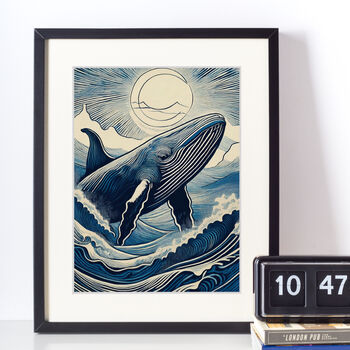 Linocut Style Whale Art Print, 2 of 2