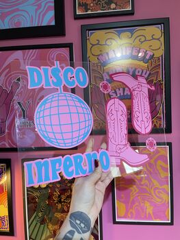 Disco Inferno Clear Acrylic Vinyl Plaque Decor, 4 of 7