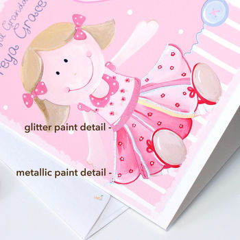 Personalised Rag Doll New Baby Girl Card, 7 of 9