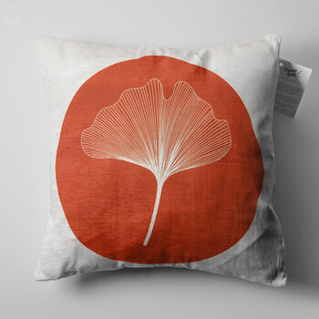 Orange Pillow Cover With Linear Flower Illustration, 5 of 7