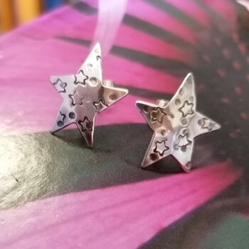 Cool Silver Star Stud Earrings, 3 of 6