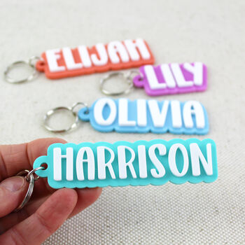 Two Colour Bold Personalised Name Keyring Bag Tag, 4 of 7