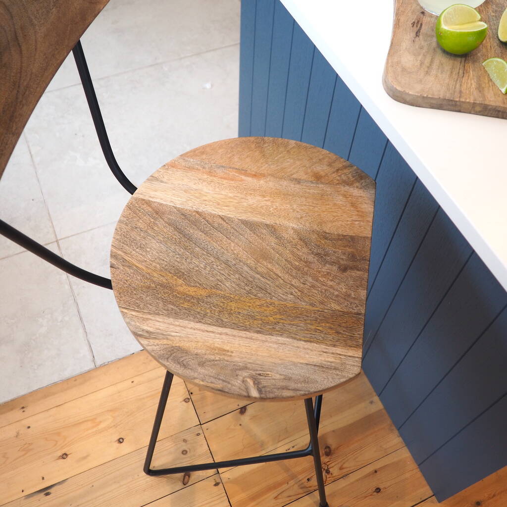 Industrial Wood Bar Stool With Backrest - Za Za Homes