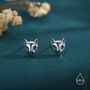 Sterling Silver Cute Cat Skull Stud Earrings, thumbnail 4 of 11