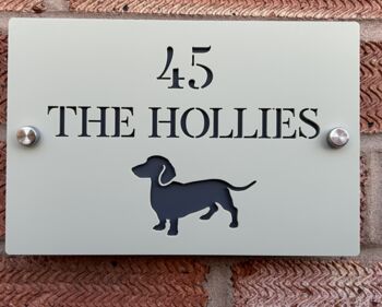 Personalised Short Haired Dachshund Design House Acrylic Number Sign, 3 of 7