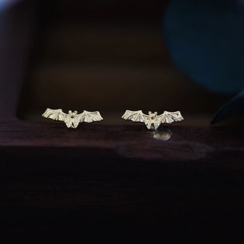 Extra Tiny Bat Stud Earrings In Sterling Silver, 2 of 12