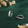 Sterling Silver Cz Starburst Rhombus Huggie Hoop Earrings, thumbnail 1 of 11