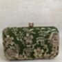 Green Handcrafted Raw Silk Rectangular Clutch Bag, thumbnail 3 of 9