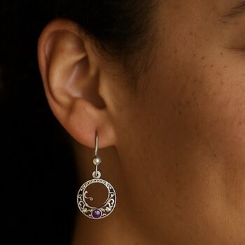 Sterling Silver Celtic Knot Amethyst Earrings, 7 of 8