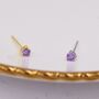 Amethyst Purple Crystal Stud Earrings, thumbnail 4 of 11