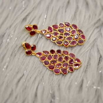 Red Ruby Sterling Silver Earrings, 9 of 10