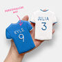 Personalised Football Shirt Letterbox Cookie Blue, thumbnail 2 of 8
