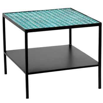 Turquoise Tiled Top Iron Side Table, 5 of 5