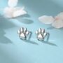 Cat And Dog Paw Stud Earrings In Sterling Silver, thumbnail 1 of 10