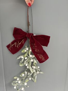 Glitter Mistletoe, Personalised Bow, Newly Wed Christmas Gift, 7 of 7