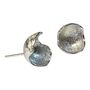 Organic Round Sterling Silver Stud Earrings, thumbnail 3 of 5