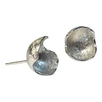 Organic Round Sterling Silver Stud Earrings, 3 of 5
