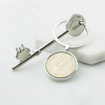 Personalised 1984 40th Birthday 5p Five Pence Keyring, 2 of 5