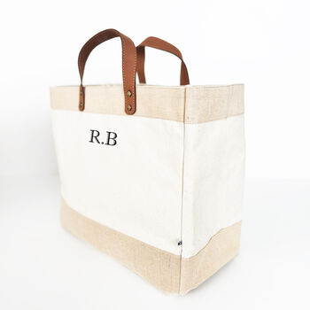 Simple Monogram Initials Luxury Tote Bag, 6 of 8