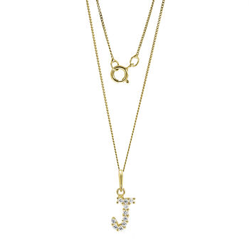 9ct Yellow Solid Gold Cubic Zirconia Initial Necklace, 5 of 9