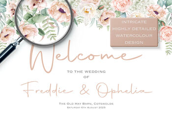 Wedding Welcome Board Peach Pink Floral, 3 of 7