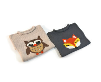 Handmade Knitted Fox And Owl Jumpers, 4 of 7