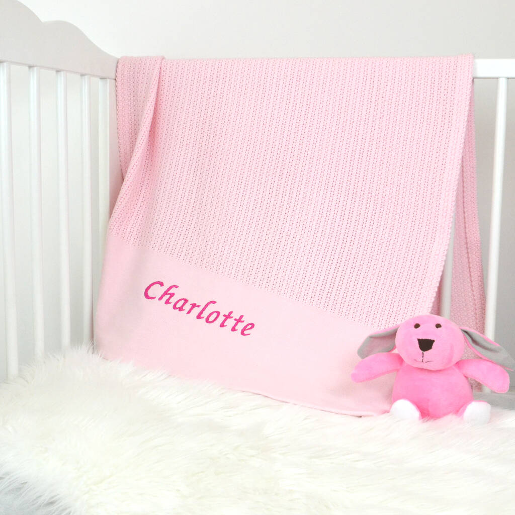 Personalised Large Cellular Pink Baby Blanket By D Caro