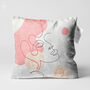 Pink And Ecru Abstract Face Pattern Cushion Cover, thumbnail 1 of 7