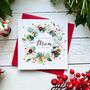 Wonderful Mum Festive Wreath Christmas Card Customisable, thumbnail 1 of 5