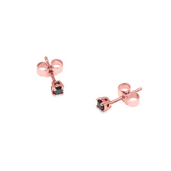 9ct Rose Gold And Black Diamond Stud Earrings, 3 of 4