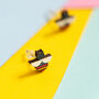 Colourful Rainbow Bee Wooden Stud Earrings, thumbnail 1 of 2