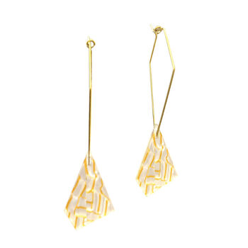 The Hanging Leaf Marble And Mirror Drop Earrings, 2 of 6