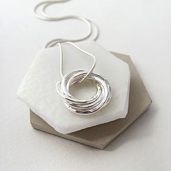 Four Interlinked Rings Silver Necklace, 4 of 12
