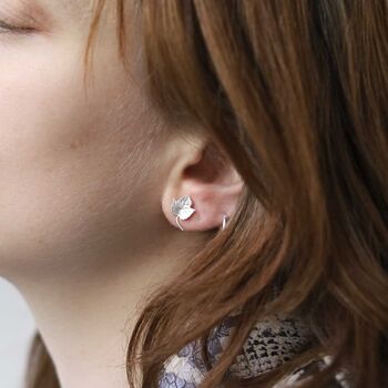 Sterling Silver Ivy Leaf Stud Earrings, 2 of 5