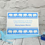 'Elephants' Baby Boy Personalised New Baby Card, thumbnail 1 of 2