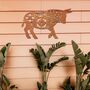 Floral Bull Metal Garden Art, Outdoor Wall Decor For Garden Or Patio, thumbnail 10 of 12