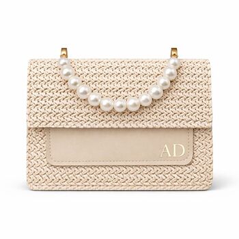 Personalised Pearl Straw Clutch Cross Body Bag, 3 of 5