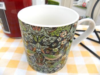 Jumbo Mug In Black Strawberry Thief Design, 2 of 7