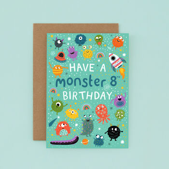 Any Age Monsters Birthday Card, Boys Birthday Card, Aliens, 10 of 10