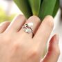 Monica Ivory Silver Pearl Roses Snow Ball Charm Gift Ring, thumbnail 2 of 5