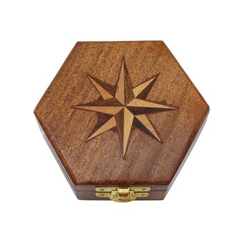 Handmade Hexagon Wooden Box With Star, 4 of 9