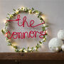Personalised Mistletoe Family Fairy Light Wreath, thumbnail 1 of 5